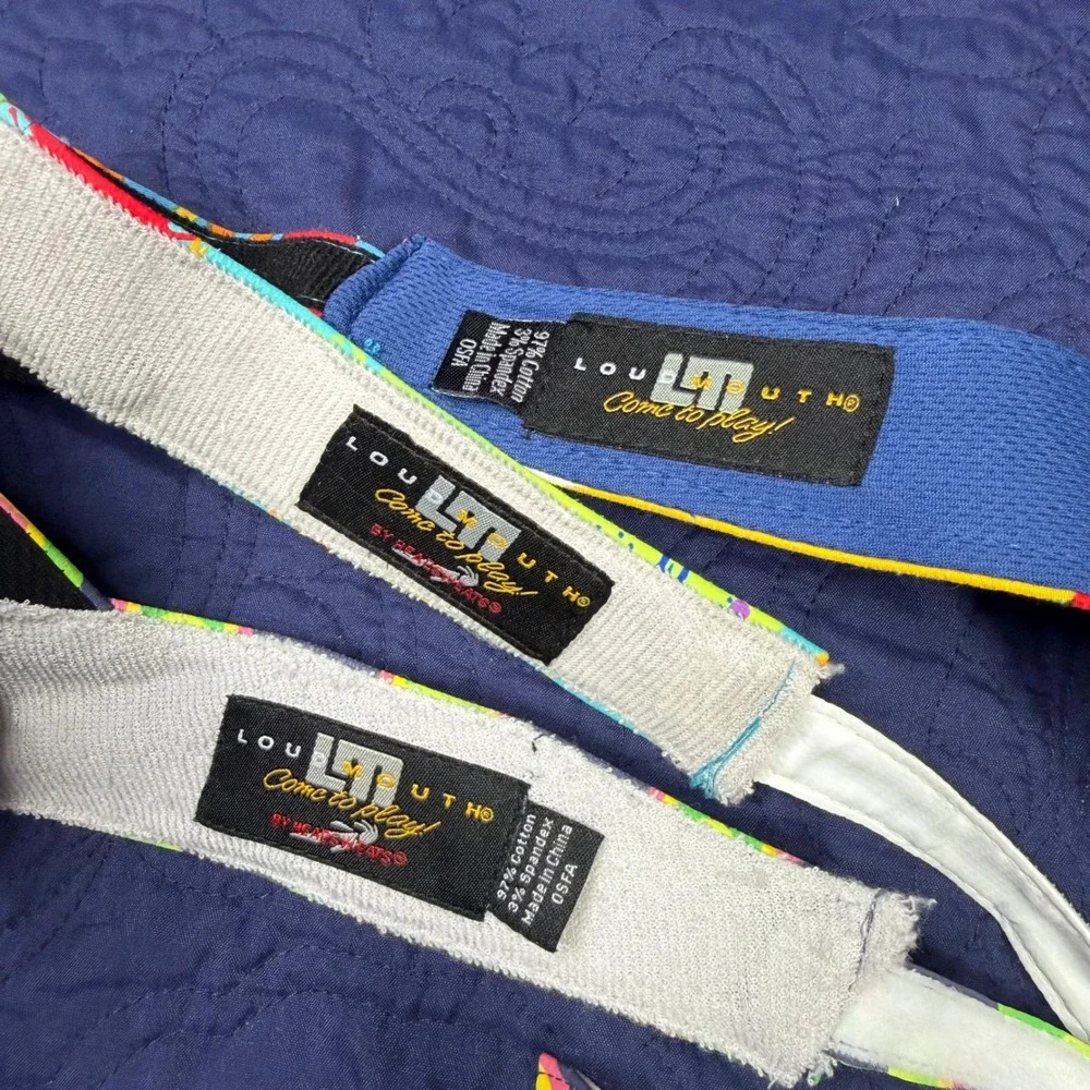 Loudmouth Golf Visors Set of 3 Headsweats Adjustable Neon Geometric Splatter